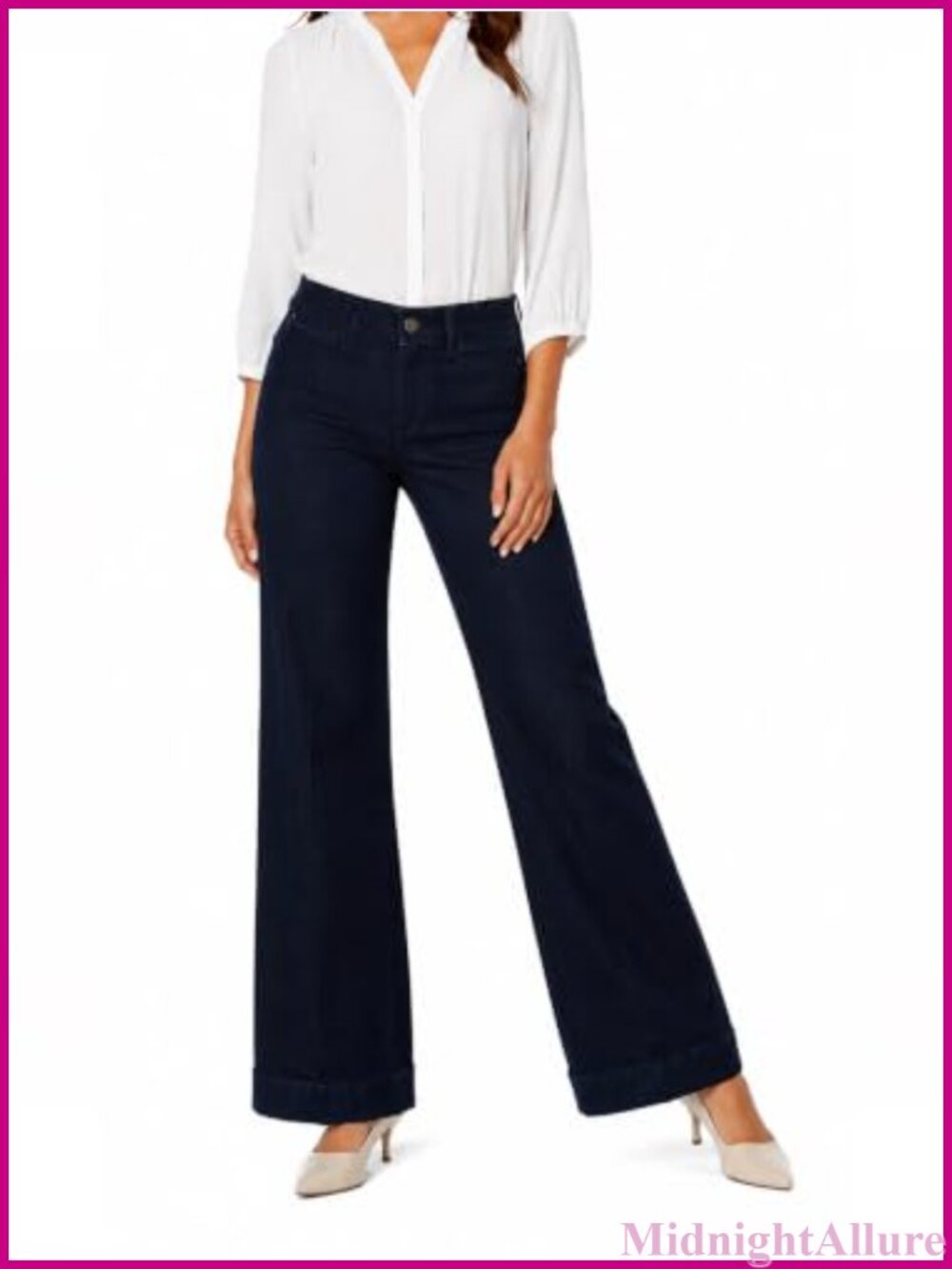 Wide Leg Trouser Jeans High Rise Stretch Denim Slim Fit Ankle Pants